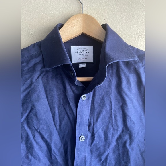 Charles Tyrwhitt Men Blue Button Up Shirt Size 15.5 - Picture 2 of 9